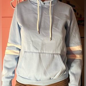 blue and white hoodie